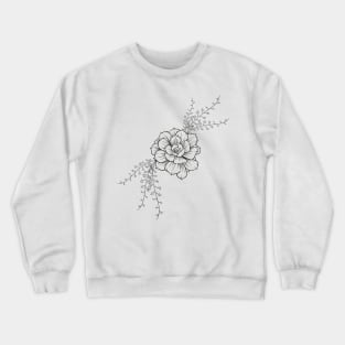 Simple Minimalist Cute Black Flower and leaves Print Crewneck Sweatshirt